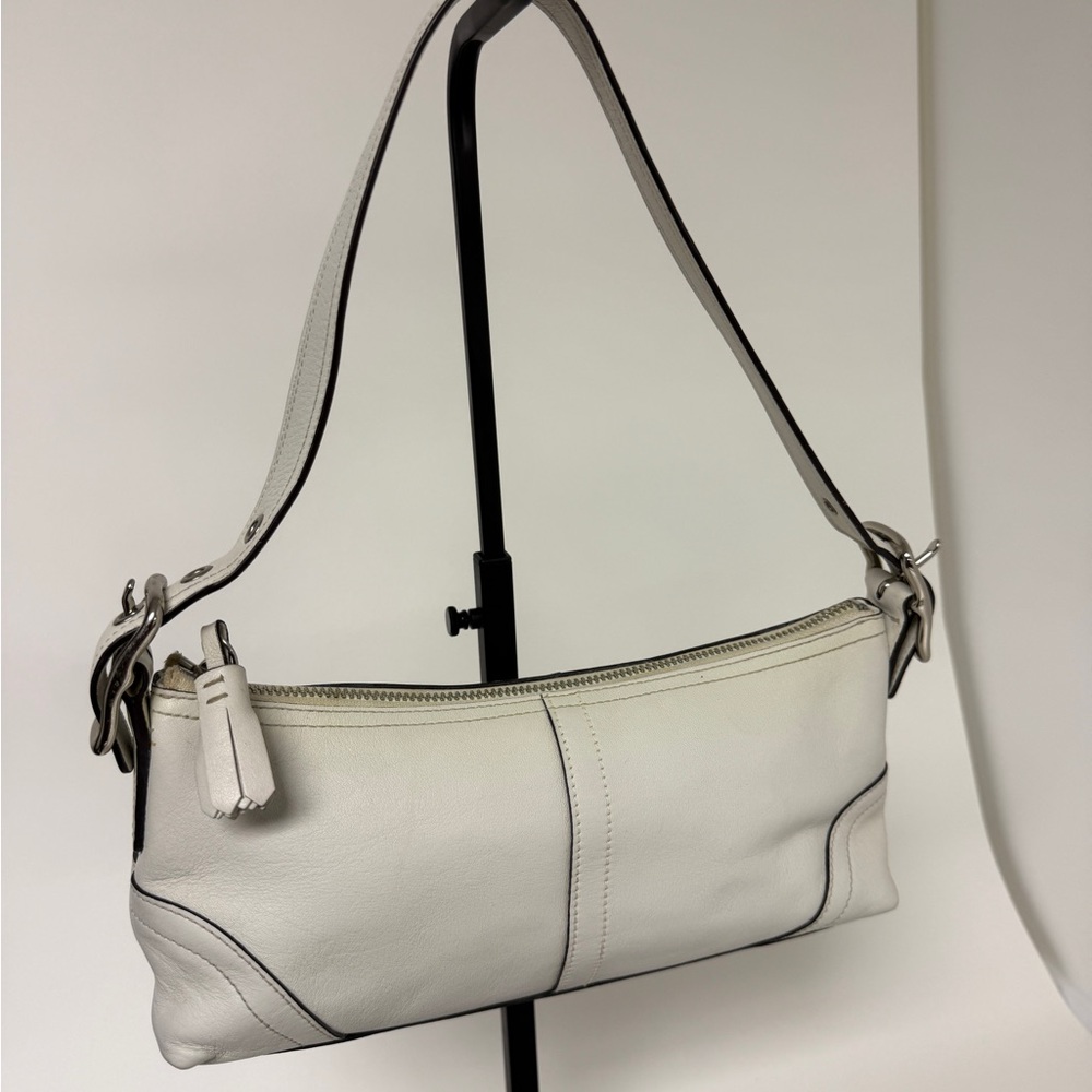 🤍 NWT Rare COACH Y2K White Demi Baguette Hampton Leather Mini Bag 2000s 🤍